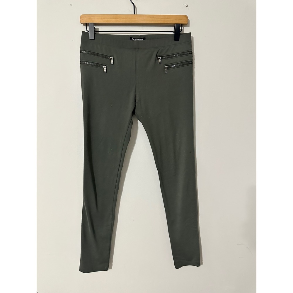 David Lerner New York Women's Olive Green Zipper Pocket‎ Leggings Size M